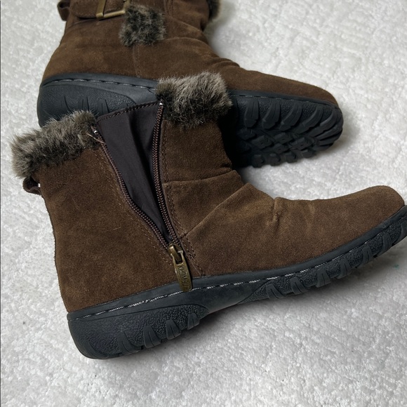 KHOMBU brown suede leather and faux fur ankle snow boots 7 - Picture 7 of 11